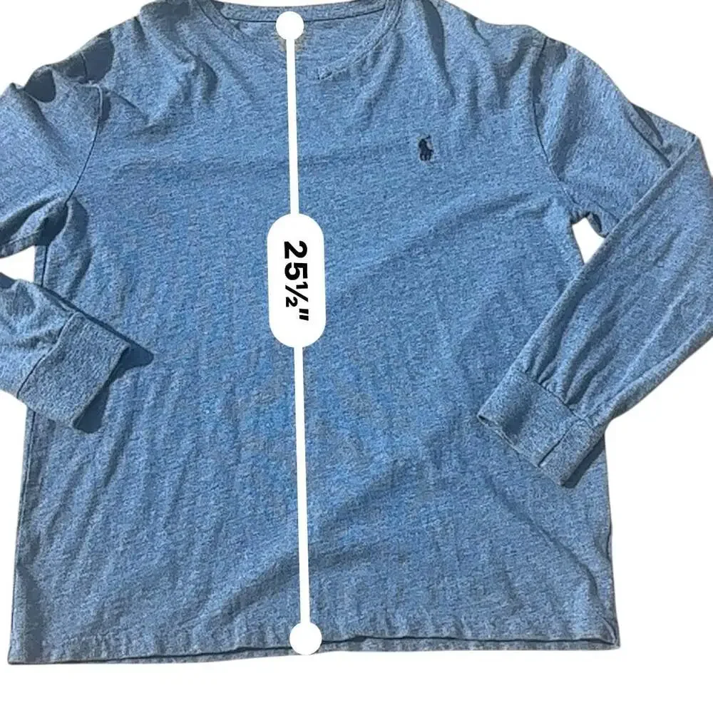 Polo Ralph Lauren Long Sleeve V-Neck Tee Men's S Blue Heather Pony Logo